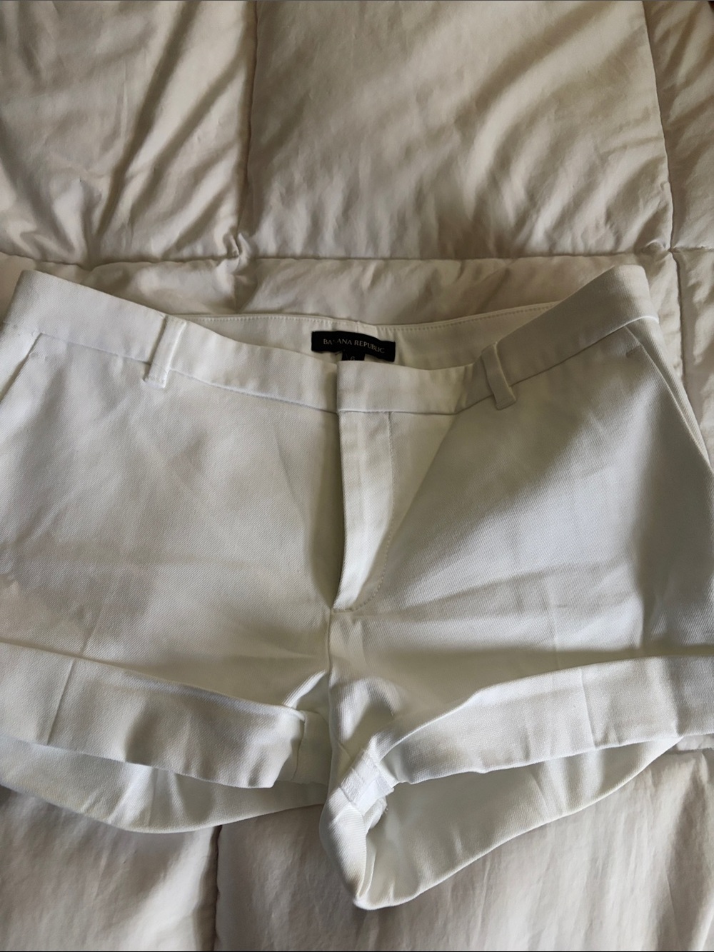 Banana Republic White Cuffed Dress Shorts
